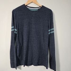 Banana Republic Mens Medium Dark Blue Long Sleeve Tee with Teal Stripes